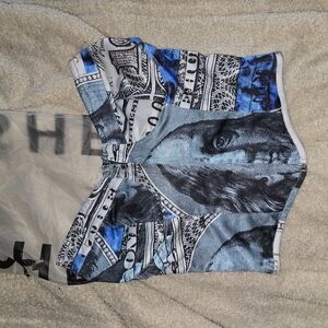 Blue and Black Graphic Print Skirt